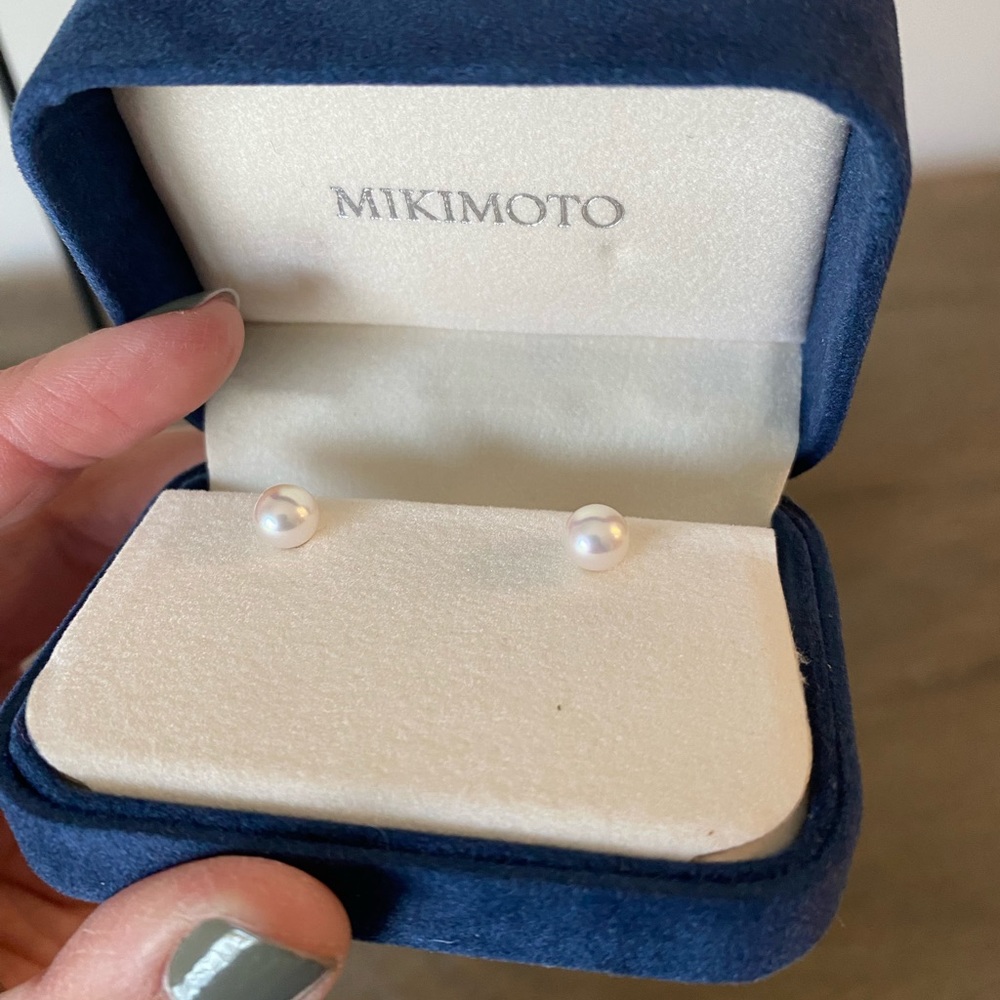 6mm Mikimoto 14k Yellow Gold Pearl Earrings